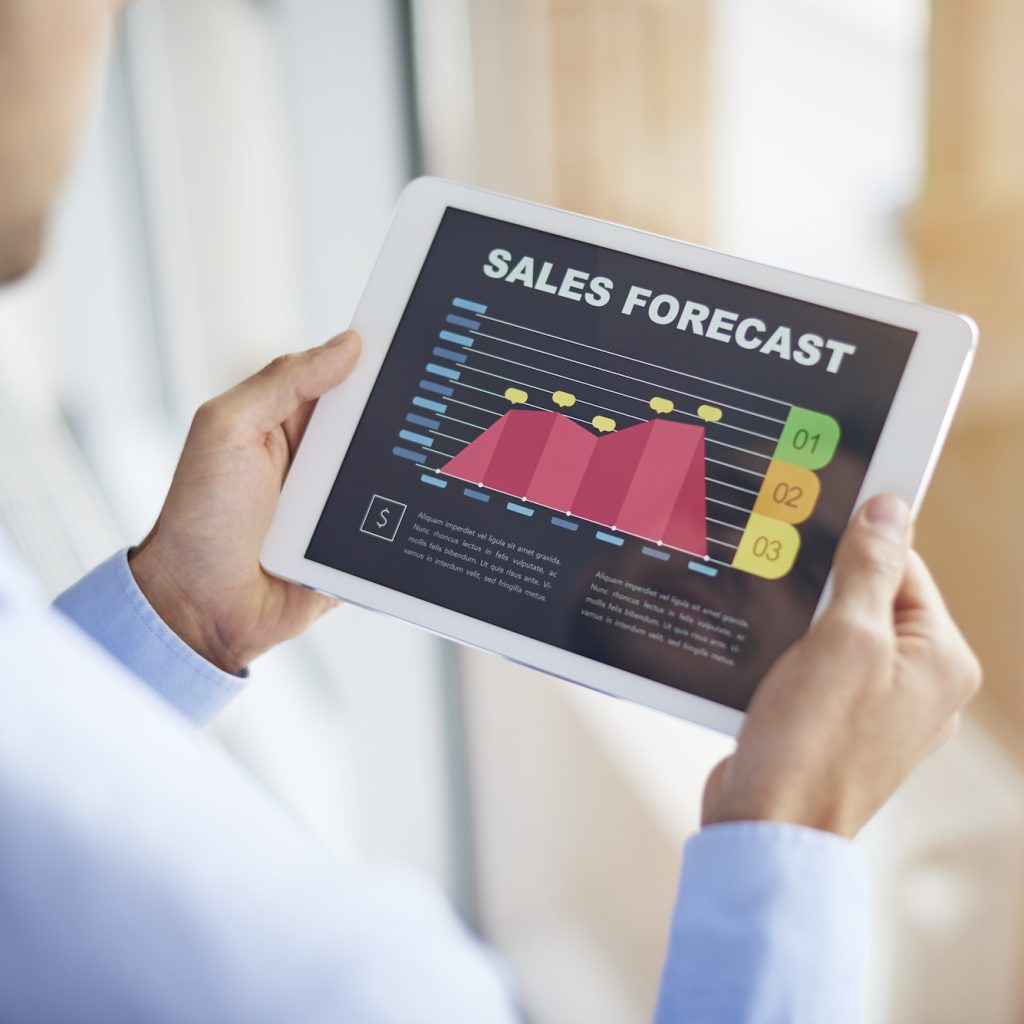 Sales forecast on digital tablet