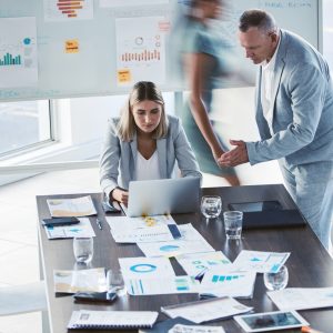 Presentation, marketing and sales b2b strategy of teamwork, collaboration or planning strategy. Cor